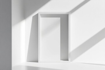 Aufkleber - Blank vertical white frame in a serene modern setting illuminated by natural sunlight