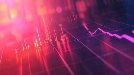 Poster - Abstract digital graph with vibrant colors illustrating data trends and fluctuations