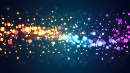 Poster - Abstract Light Burst: A captivating visual of a vibrant array of multicolored light particles, creating a sense of energy and dynamic movement across a dark background.