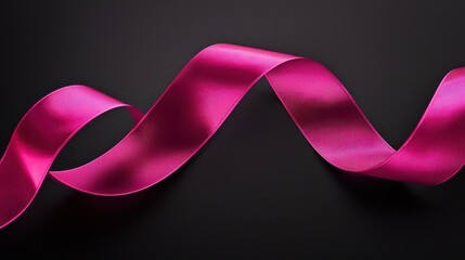 Poster - A shiny hot pink ribbon forming an abstract loop, perfect for modern designs. 