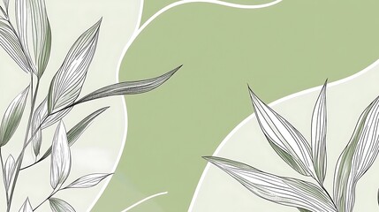 Poster - Elegant artwork featuring leaves and abstract elements in soft colors