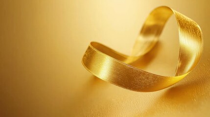 Aufkleber - A vibrant gold ribbon looping in the air with a soft gradient background 