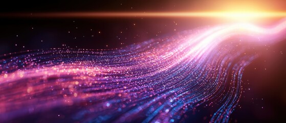Aufkleber - A vibrant, flowing stream of light and particles, creating an ethereal atmosphere that evokes a sense of motion and cosmic wonder.