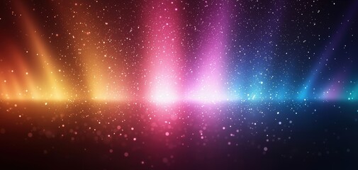 Aufkleber - A vibrant display of multicolored light beams against a dark background, creating an ethereal and dynamic atmosphere.