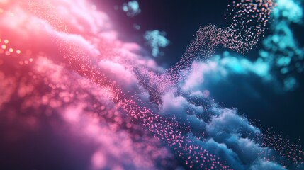 Poster - Nebula Streams, Cosmic Dust Trails Through Pink and Teal Space Clouds