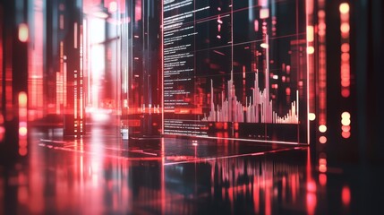 Leinwandbilder - A clean and sleek corporate banner with a sharp business decline graph, infused with cyber glow.