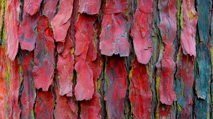 Poster - The bark of a redwood tree, with its rich reddish tones and fibrous texture 