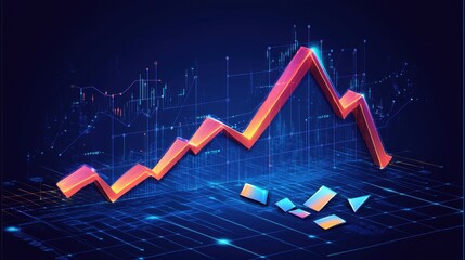 Fototapete - A clean, futuristic banner featuring a shattered market graph with modern cyber elements and text space for headlines.