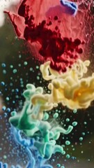 Poster - Dynamic splash of vibrant colored inks swirling in water captured in slow motion