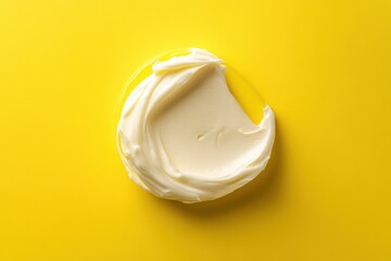 Aufkleber - Creamy spread on a bright yellow background highlights texture and color freshness for culinary inspiration