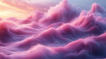 Poster - Abstract Pink Waves Texture Background Dynamic Gentle Curves Soft Colors Modern Style Art
