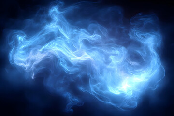 Poster - Abstract Swirling Blue Nebula Against Dark Backdrop with Light Effects