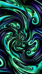 Poster - Mesmerizing swirling abstract patterns in vivid greens and blues