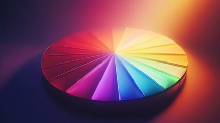 Wall Mural - Colorful gradient wheel displaying vibrant hues in a soft-lit studio setting