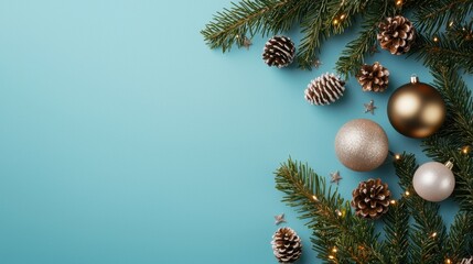 Wall Mural - festive holiday arrangement with ornaments and pinecones