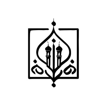 simple arabic themed ornament logo icon welcoming ramadhan