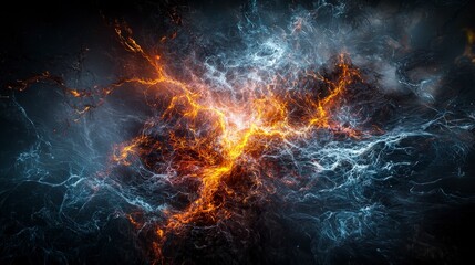 Aufkleber - Dynamic energy flowing through a transformative landscape abstract art dark atmosphere cosmic viewpoint