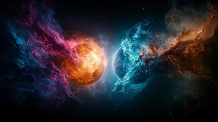 Fototapete - Interplanetary communication visualization cosmic landscape digital art space abstract view futuristic concepts