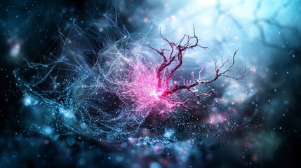 Poster - Ethereal light dance abstract landscape digital art fantastical environment close-up view dreamlike concept