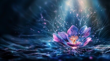 Aufkleber - Mindfulness practice through abstract flower art serene environment digital artwork ethereal viewpoint