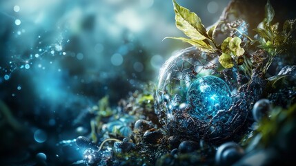 Aufkleber - Circular economy visualized nature's harmony abstract art enchanted forest vibrant atmosphere close-up perspective