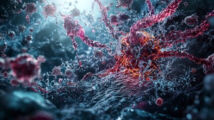 Aufkleber - Organic self-repairing structures underwater abstract visualization scientific environment close-up view