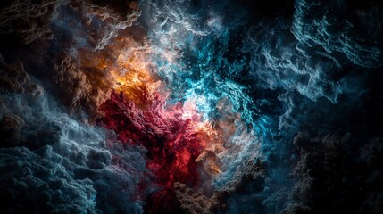 Aufkleber - Cosmic symbiosis human connection in the nebula digital art universe celestial view ethereal concept