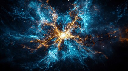 Leinwandbilder - Ethereal cosmic symbiosis human connection amidst celestial forces digital art abstract universe surreal perspective