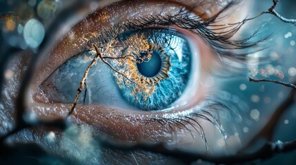 Poster - Transformative technology enhances human perception a close-up on nature's beauty surreal eye art abstract view