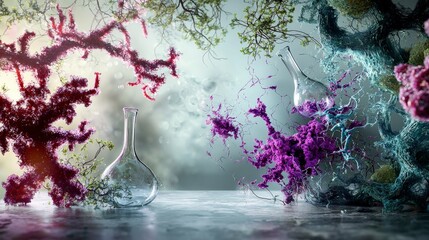 Aufkleber - Biodesign innovation in living matter representation laboratory digital art botanical aesthetic concept