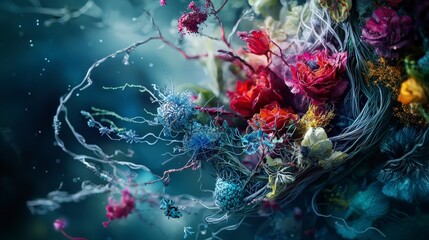 Poster - Psychological resilience in nature's flowing colors abstract art decorative underwater close-up intricate beauty