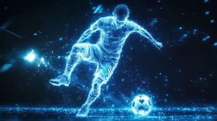 Poster - Kinetic animation of a blue glowing sphere digital space motion graphics virtual environment digital perspective abstract concept