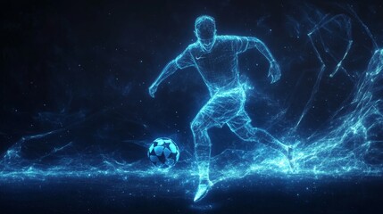Poster - Kinetic animation digital space visual art neon environment close-up blue glowing motion