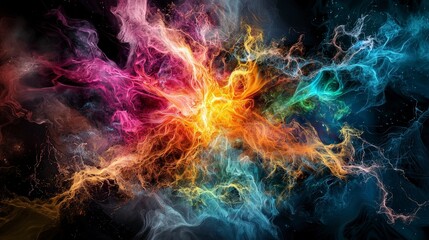 Fototapete - Galactic neural exploration of cosmic consciousness space digital art abstract vast universe enlightenment