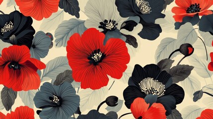 Poster - Creating vibrant floral patterns art studio graphic design bright environment close-up bold and dynamic floral design