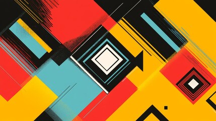 Poster - Bold geometric design urban studio digital artwork contemporary space eye-level view thick lines and shapes