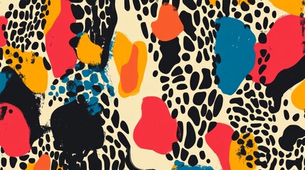 Poster - Bold seamless pattern design art studio graphic content creative environment close-up view irregular shapes
