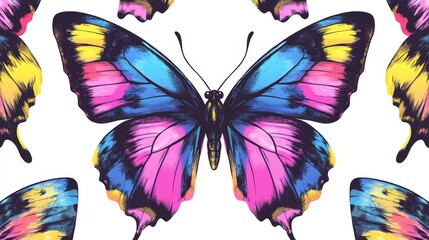 Poster - Create a bright and playful seamless butterfly pattern artwork digital space vibrant environment aesthetic concept
