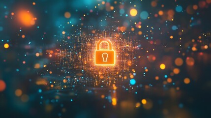 Poster - digital lock icon floating above web environment a cybersecurity concept visualization