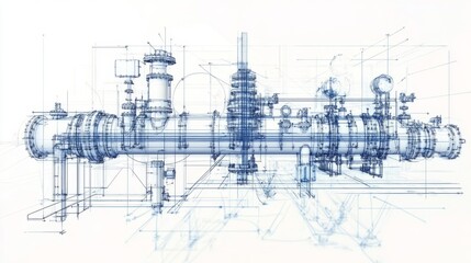 Poster - Creating a cad engineering drawing of an industrial pipeline workshop technical illustration industrial setting detailed overview pipeline design