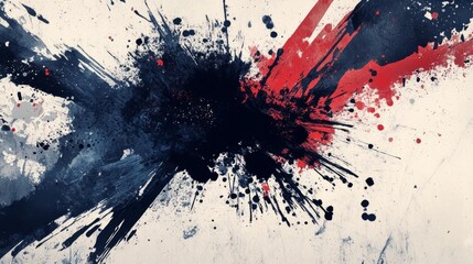 Poster - Ink splatters and bold paintbrushes create chaos artistic studio abstract artwork creative space top-down perspective dynamic art