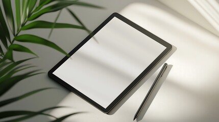 Fototapete - A tablet and stylus mock-up for showcasing digital artwork.