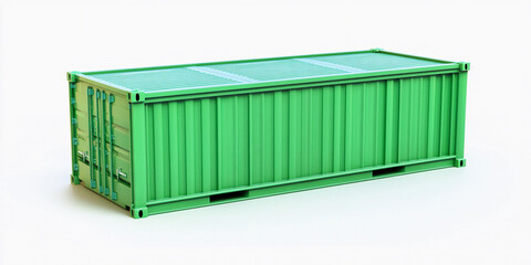 Aufkleber - Green cargo container isolated on white background. Generative AI