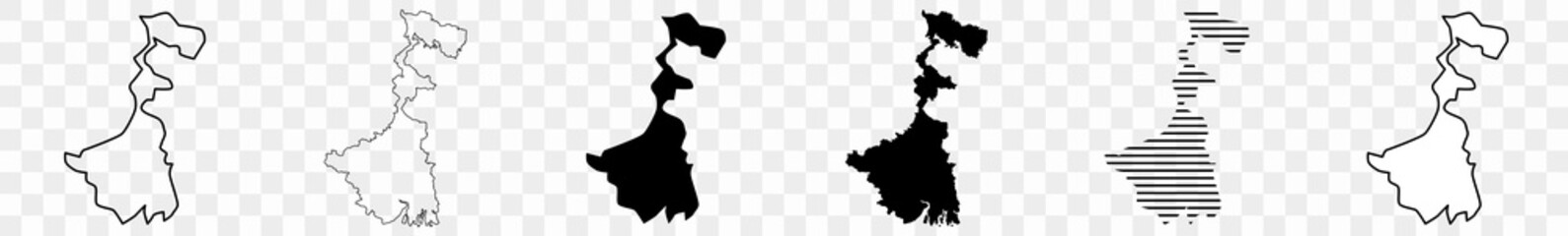 Canvas Print - west bengal map black | indian state border | state country | transparent isolated | variations
