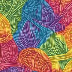 Poster - Colorful woven yarn strings create a seamless rainbow design. Generative AI