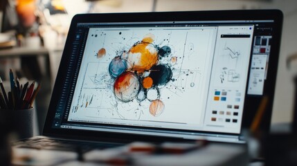 Poster - Analyzing design workflow chart office infographic digital workspace close-up view workflow optimization