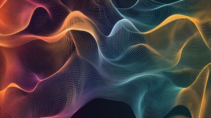 Poster - Creating contemporary art thin wavy lines urban gallery digital artwork modern space abstract perspective