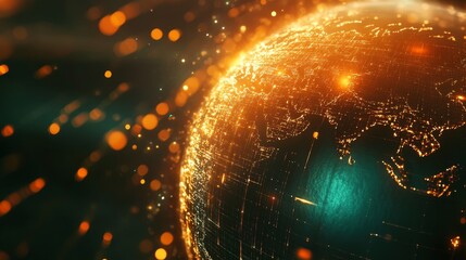 Poster - visualizing global connectivity a detailed globe with glowing distribution lines world overview info