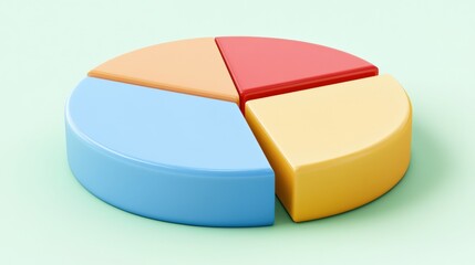 Poster - Colorful pie chart model representing data distribution against a soft green background