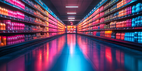 Poster - ai-driven retail automation with smart carts in modern supermarket enhancing customer experience and